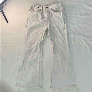 White Denim Jeans with Subtle Tan Stitching